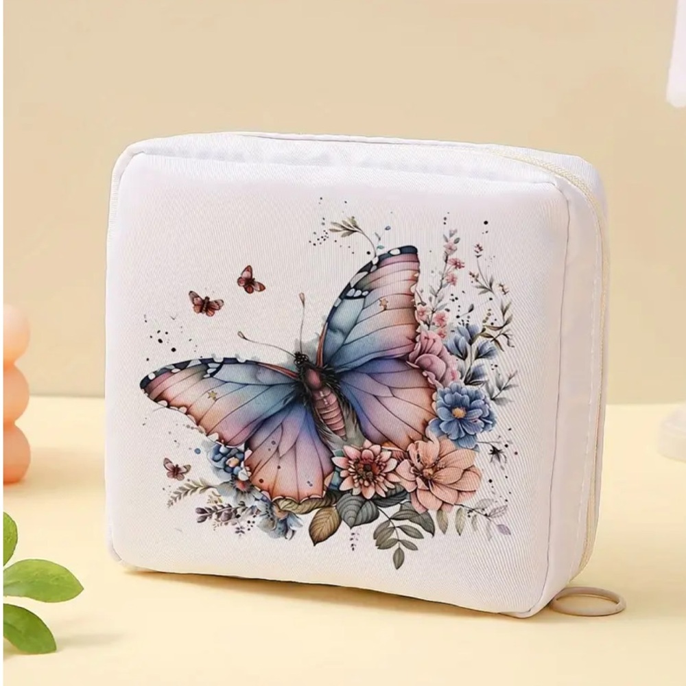Large Capacity Portable Butterfly Sanitary Napkin Organizer Bag NIP